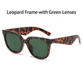 Classic leopard frame sunglasses with green lenses in retro fashion style - Leopard Frame Green Lens