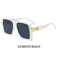 Schicke Oversize-Sonnenbrille mit weißem quadratischem Rahmen und dunkelgrauen UV-Gläsern - Weißer Rahmen Dunkelgraue Gläser