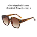 Retro tortoiseshell oversized sunglasses with gradient tea lenses for women - Leopard Frame Gradient Tea Lens