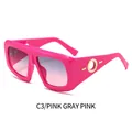 Chique oversized vierkante zonnebril met roze montuur en grijs-roze gradiëntglazen - Roze Frame Grijs Roze Lenzen