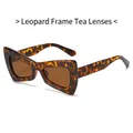 Fashionable leopard print frame sunglasses with brown lenses in a butterfly shape - Leopard Frame / Tea Lens