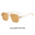 Classic double-bridge aviator sunglasses with transparent light tea frames and brown lenses - Champagne Frame Champagne Lens