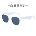 Modern white frame sunglasses with dark grey lenses in a stylish geometric design - White Frame Dark Grey Lens