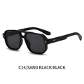 Square double bridge aviator sunglasses in matte sand black frame and dark grey lenses - Matte Black Frame Black Grey Lens