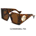 Oversized square sunglasses in hawksbill tortoise frame with gradient tea lenses - Tortoiseshell Frame Tea Lens