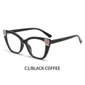 Lunettes anti-lumière bleue œil de chat monture noire avec détails café style C1 - Noir Café (C1)