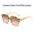 Trendy leopard print sunglasses with cream frames and tea-pink gradient lenses - Beige Frame Brown Pink Lens