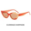 Y2K futuristic flame sunglasses in orange and champagne colorway with C5 tint lenses - Orange Frame Champagne Lens