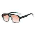 Square pilot sunglasses with gradient green frame and pink lenses with gold studs - Gradient Green Frame Light Tea Pink Lens