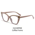 Lunettes anti-lumière bleue œil de chat à monture TR de couleur café pour femmes - Monture Café (C2)
