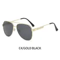 Occhiali da sole aviator classici con montura in metallo dorato e lenti grigio scuro, C4 - Montatura Oro Lente Grigio Nero (C4)