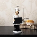 Statuetta da chef in resina con lavagna per decorazione casa o ristorante, altezza 24,5 cm - Stile con Lavagna CS607