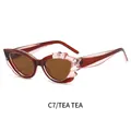 Cat eye sunglasses featuring tea frame tea lenses and pink faceted frame accents - Tea Frame Tea Lens
