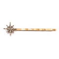 Macro detail of vintage gold star hair clip with brilliant white rhinestones inlay - Gold Small Star