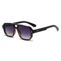 Square double bridge sunglasses with black tortoiseshell frame and gradient lenses - Black Tortoise Frame Gradient Gray Lens