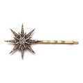 Detailed macro view of vintage gold hair pin with rhinestone studded star shape - Gold Large Star