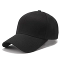 Gorra de béisbol clásica de algodón negro con diseño de seis paneles y visera curvada - Ajustable / Negro