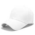 Gorra de béisbol clásica de algodón blanco puro de seis paneles con visera curva unisex - Ajustable / Blanco