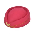 Cappello da hostess rosa con emblema dorato e raffinata texture in feltro di lana - Taglia unica / Rosa Rosso