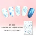 Luminous Christmas nail stickers featuring blue moon and stars pattern, model SN-023 - SN-023