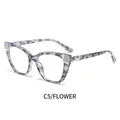 Cat eye blue light blocking glasses with floral grey and purple TR90 frames - Flower (C5)