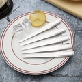 Set of five silver stainless steel jam spreaders on a white plate with lemon slices - 410 Stainless Steel Spoon - Silver