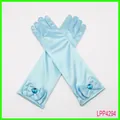 Gants en satin bleu clair pour filles avec nœud et pierre pour déguisement de princesse - Bleu