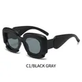 Occhiali da sole quadrati neri opachi chic con montature spesse stile nuvola e lenti grigie - Montatura Nera Lenti Grigie