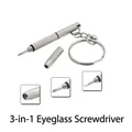 Cacciavite per occhiali 3 in 1 in metallo argento portatile con attacco portachiavi - Cacciavite Multifunzionale