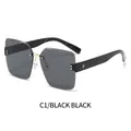 Lunettes de soleil carrées sans monture C1 noires avec verres dégradés gris - Monture Noire Verres Noir Gris