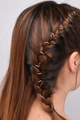 Dettaglio di anelli per capelli in argento con foglie e stelle in un'acconciatura - Cerchio argento / Argento