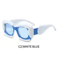 Occhiali da sole oversize a forma di nuvola con montatura bianca e lenti blu chiaro - Montatura Bianca Lenti Blu
