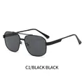 Gafas de sol de aviador clásicas con montura de metal negro y lentes gris oscuro - Montura Negra Lentes Gris Negro