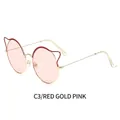 Gafas de sol de gato con montura metálica rojo oro y lentes rosas modelo C3 - Marco Oro Rojo Lente Rosa