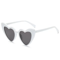 Fashionable heart-shaped white sunglasses for women with dark UV protection lenses - White Frame Gray Lens