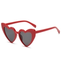 Fashionable heart-shaped women's sunglasses with bold red frames and dark grey lenses - Red Frame Grey Lens