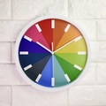 Orologio da parete arcobaleno moderno da 10 pollici con cornice bianca e movimento silenzioso - Bianco