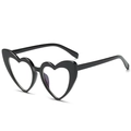 Fashion heart-shaped sunglasses featuring a black plastic frame and clear lenses - Black Frame Clear Lens