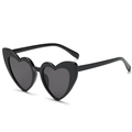 Trendige herzförmige Sonnenbrille für Damen mit schwarzem Rahmen und dunkelgrauen Gläsern - Glänzend Schwarzer Rahmen Graue Gläser