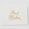 Minimalist white 'Best Wishes' greeting card with elegant gold foil lettering and envelope - Type F-Best Wishes (With Envelope)