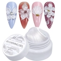 Weißes 3D-Nagelschnitzgel mit Perlmutt-Satin-Finish für geprägte Blumen- und Muschel-Nailart - Perlweiß (Satin-Schnitz-Verlängerungsstil)
