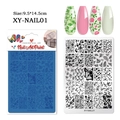 Dettaglio della piastra per unghie XY-NAIL01 con motivi floreali e farfalle 9,5x14,5 cm - Pianta Fiore Farfalla (XY-01)