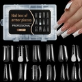 Set of 288 clear full cover nail tips with scale markings in diverse professional shapes - Nail Form Set 01 (12 Styles Mixed) / 288 PCS Set