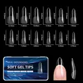 Detailed size chart for 550pcs transparent soft gel nail tips in 12 various sizes - Porcelain White Box Half Frosted 02 (qt0774) / 550 Pieces/Pack