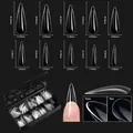 Maattabel van 10 maten lange transparante stiletto nageltips met afmetingen in mm - Premium Nageltip 02 (Lange Stiletto - 500 Stuks)