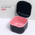 Blauw-roze dubbellaagse reinigingsbox voor nagelboren met filter, 8.2x8.2x6.9cm - Blauw & Roze