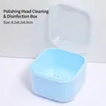 Blauwe dubbellaagse nagelboor reinigingsdoos met weekbakje, 8.2x8.2x6.9cm - Blauw