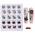 Dunkelrotes Nagelkunst-Strass-Set mit verschiedenen Formen und Designbeispielen - Tiefrote Teefarbe 20 Stück Box (#05)