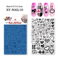 Dettaglio macro della piastra stamping per unghie San Valentino con cuori e pizzi - San Valentino Cuore Plaid (XY-10)