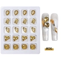 Macro view of 20pcs champagne gold nail crystals in various shapes and mixed textures - Light Gold Champagne 20 Pcs Box (#06)